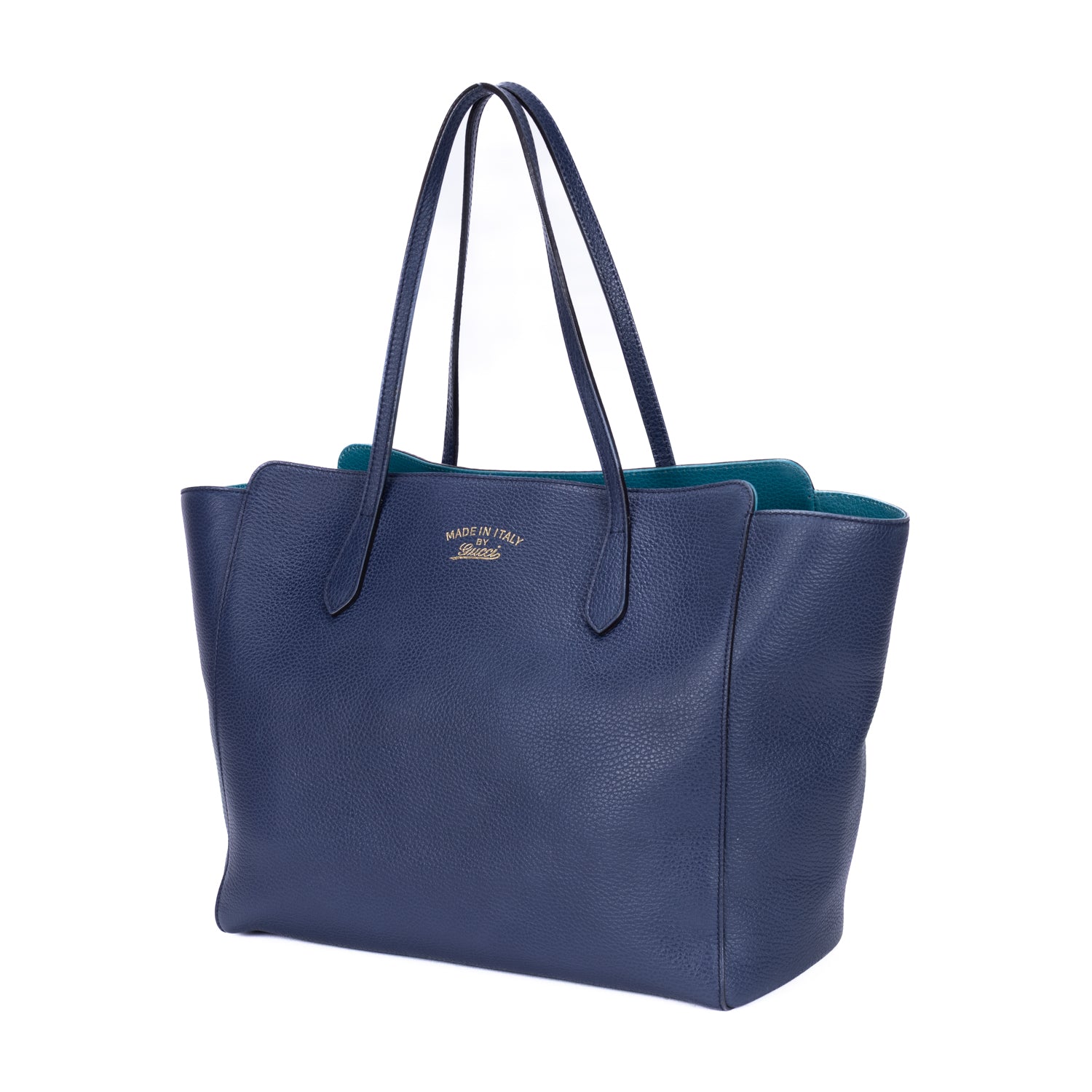 Shoulder Bag Swing Shopper Tote Navy Pebbled Calfskin Leather