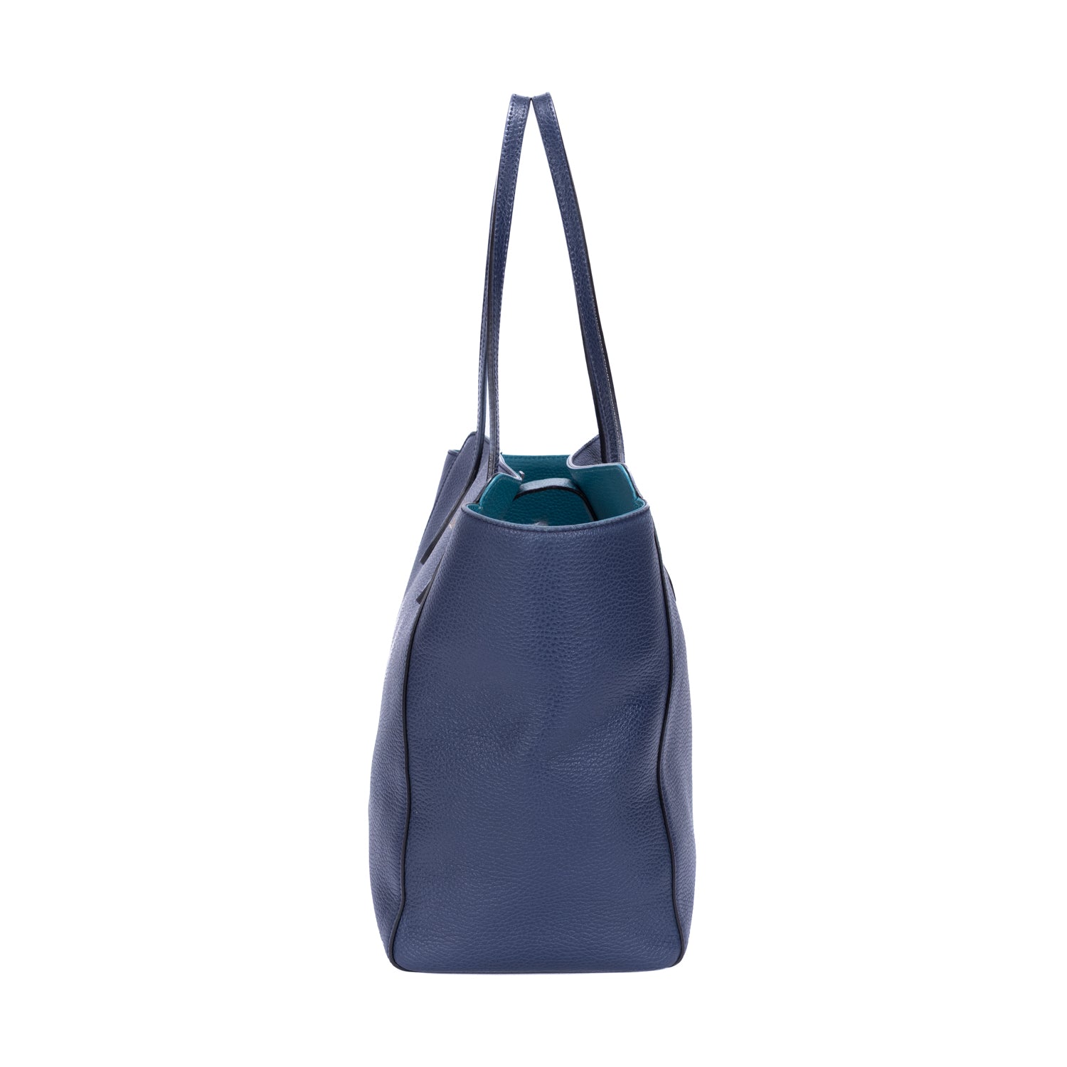 Shoulder Bag Swing Shopper Tote Navy Pebbled Calfskin Leather