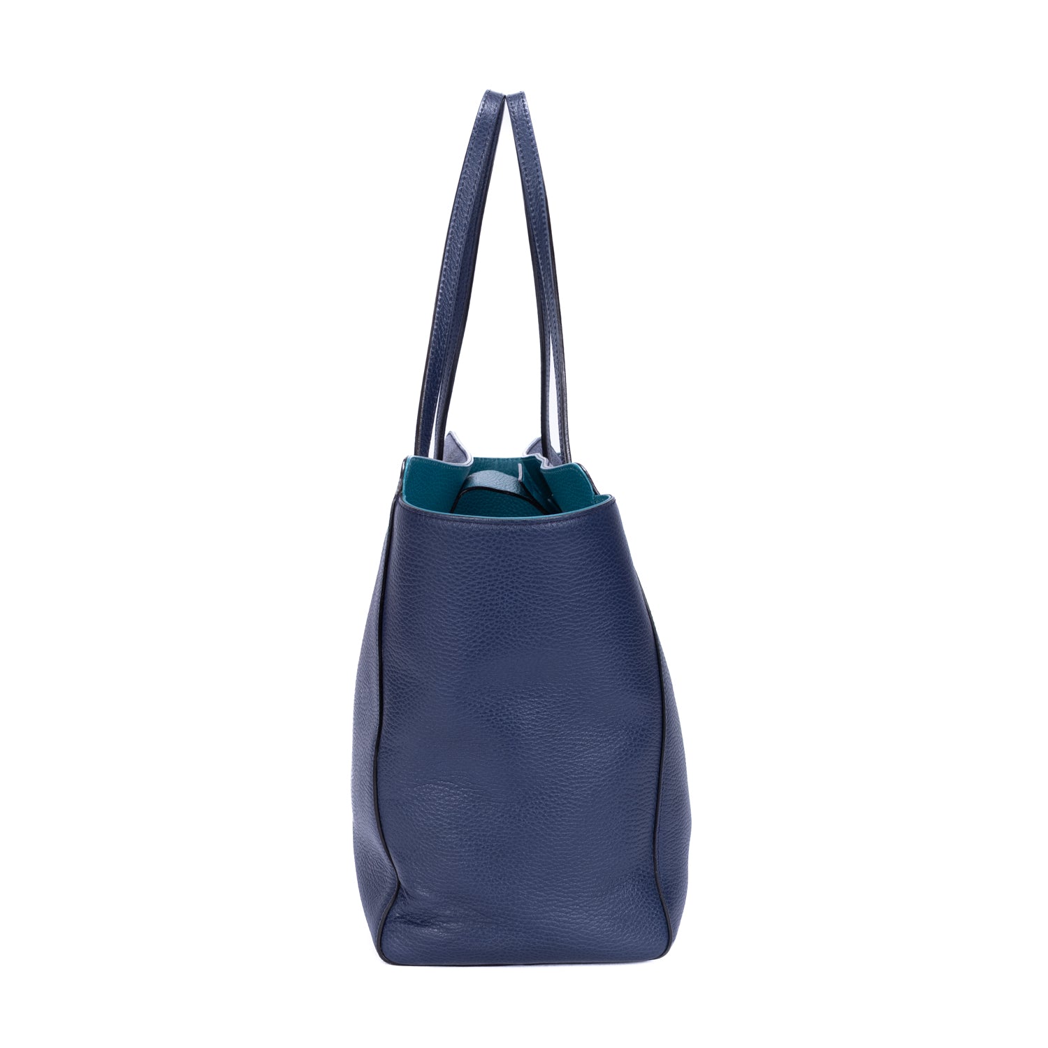 Shoulder Bag Swing Shopper Tote Navy Pebbled Calfskin Leather