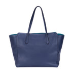 Bolso de Hombro Swing Shopper Tote Piel de Becerro Granulada Azul Marino