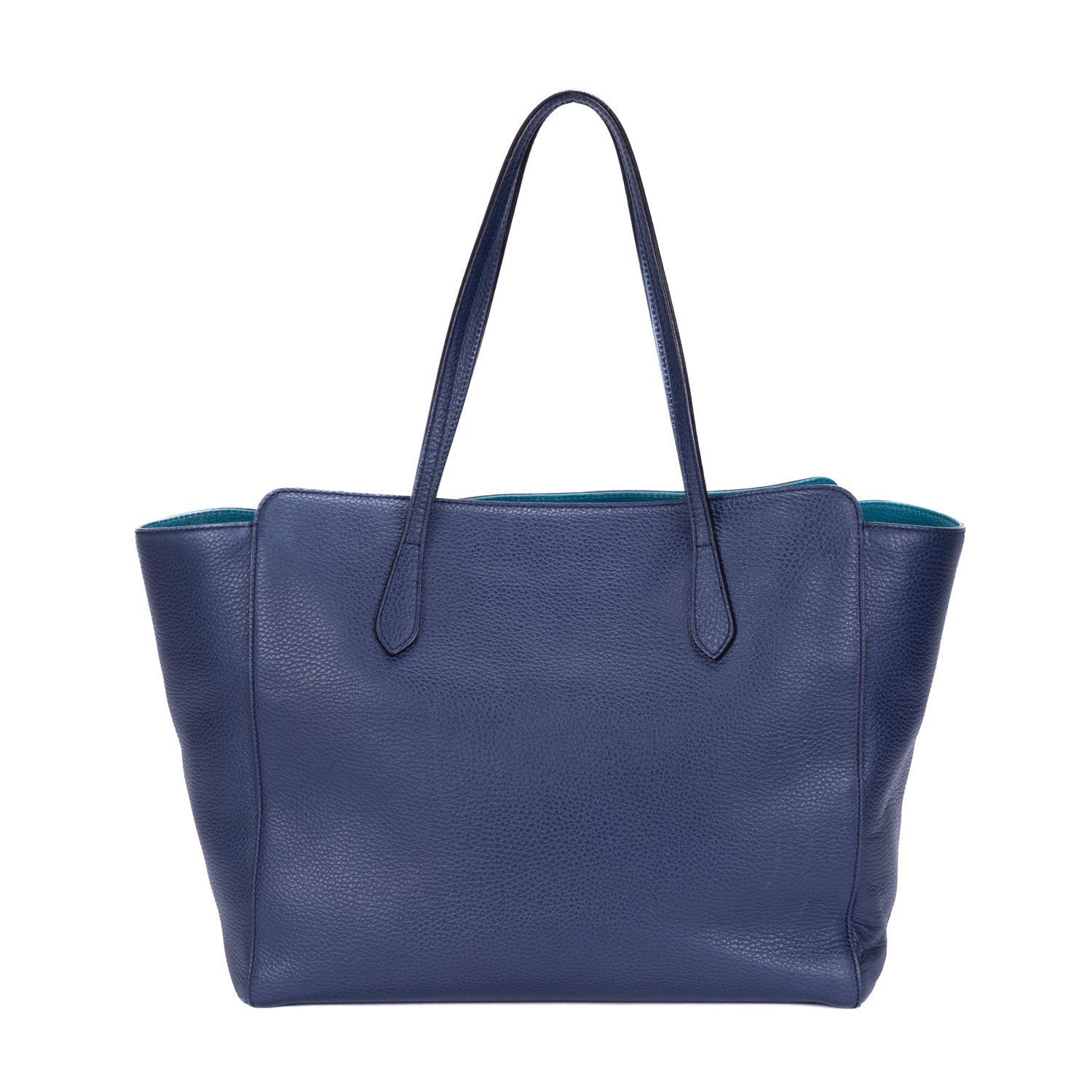 Shoulder Bag Swing Shopper Tote Navy Pebbled Calfskin Leather