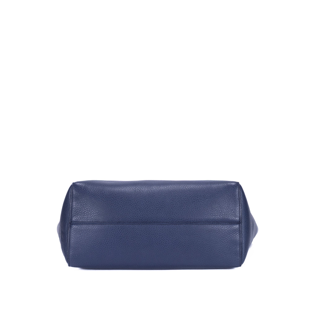 Bolso de Hombro Swing Shopper Tote Piel de Becerro Granulada Azul Marino