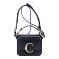 Bolso de hombro mini bandolera C de piel de becerro negra