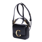 Bolso de hombro mini bandolera C de piel de becerro negra