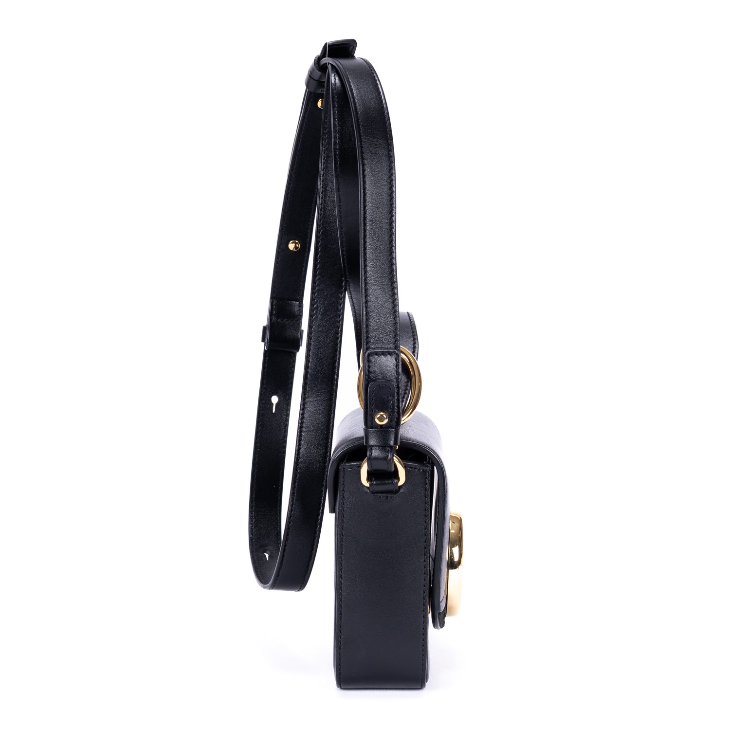 Bolso de hombro mini bandolera C de piel de becerro negra