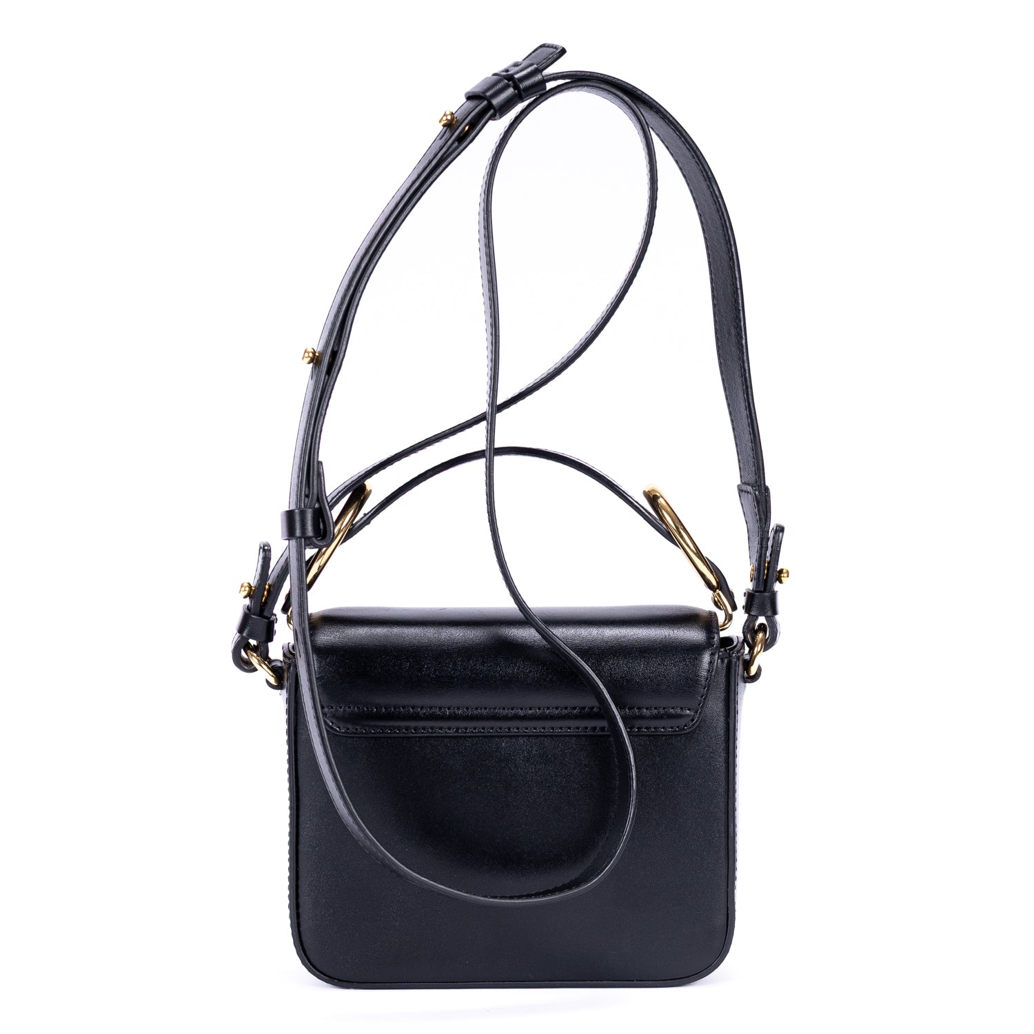 Bolso de hombro mini bandolera C de piel de becerro negra