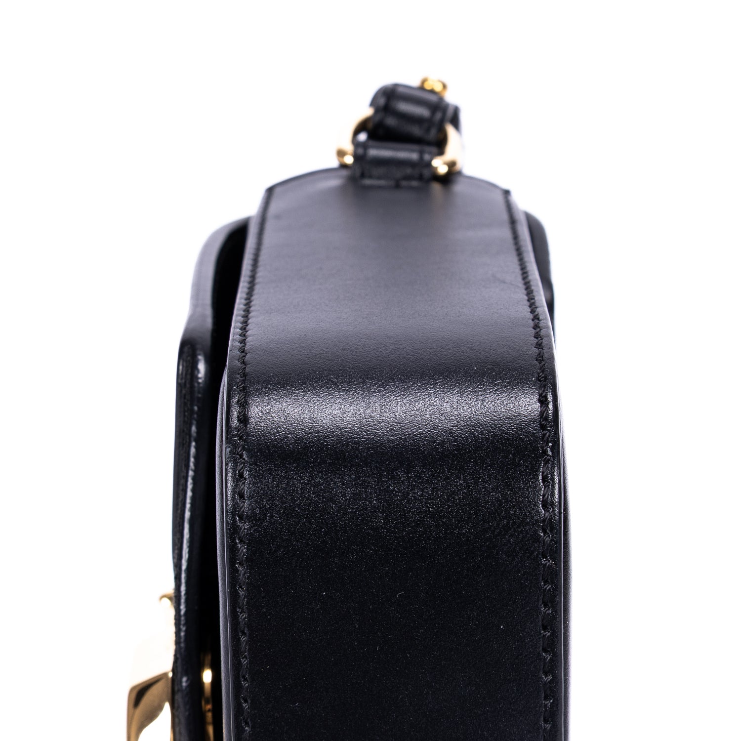 Bolso de hombro mini bandolera C de piel de becerro negra