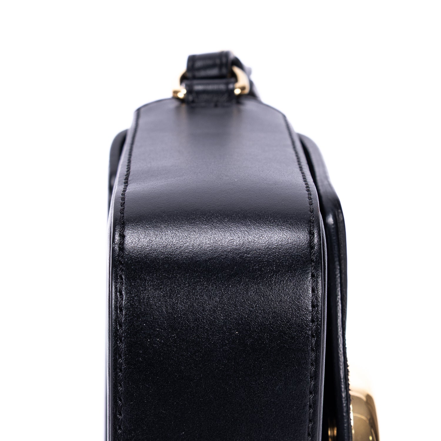 Bolso de hombro mini bandolera C de piel de becerro negra