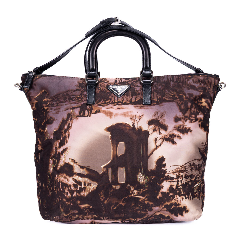 Shoulder Bag Tessuto Nylon Temple Print Tote Bag Black Printed Nylon