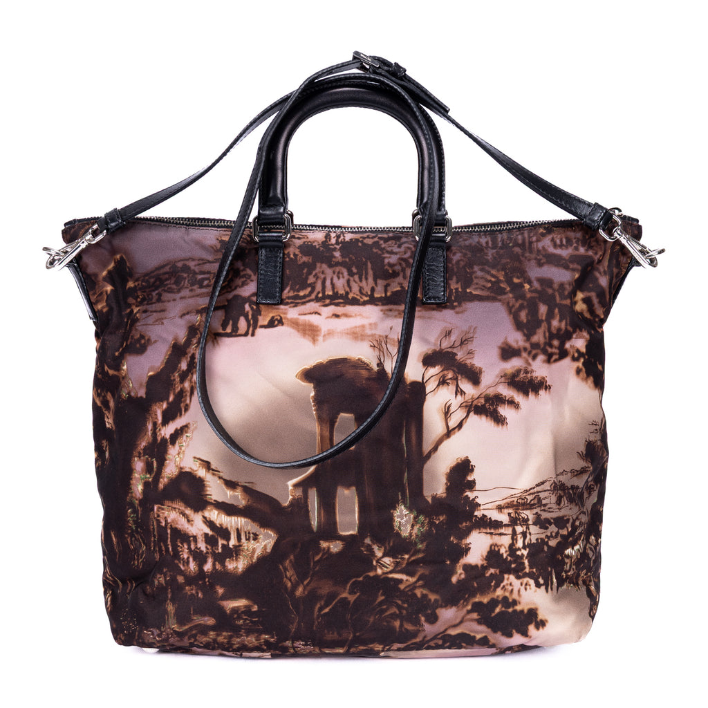 Shoulder Bag Tessuto Nylon Temple Print Tote Bag Black Printed Nylon