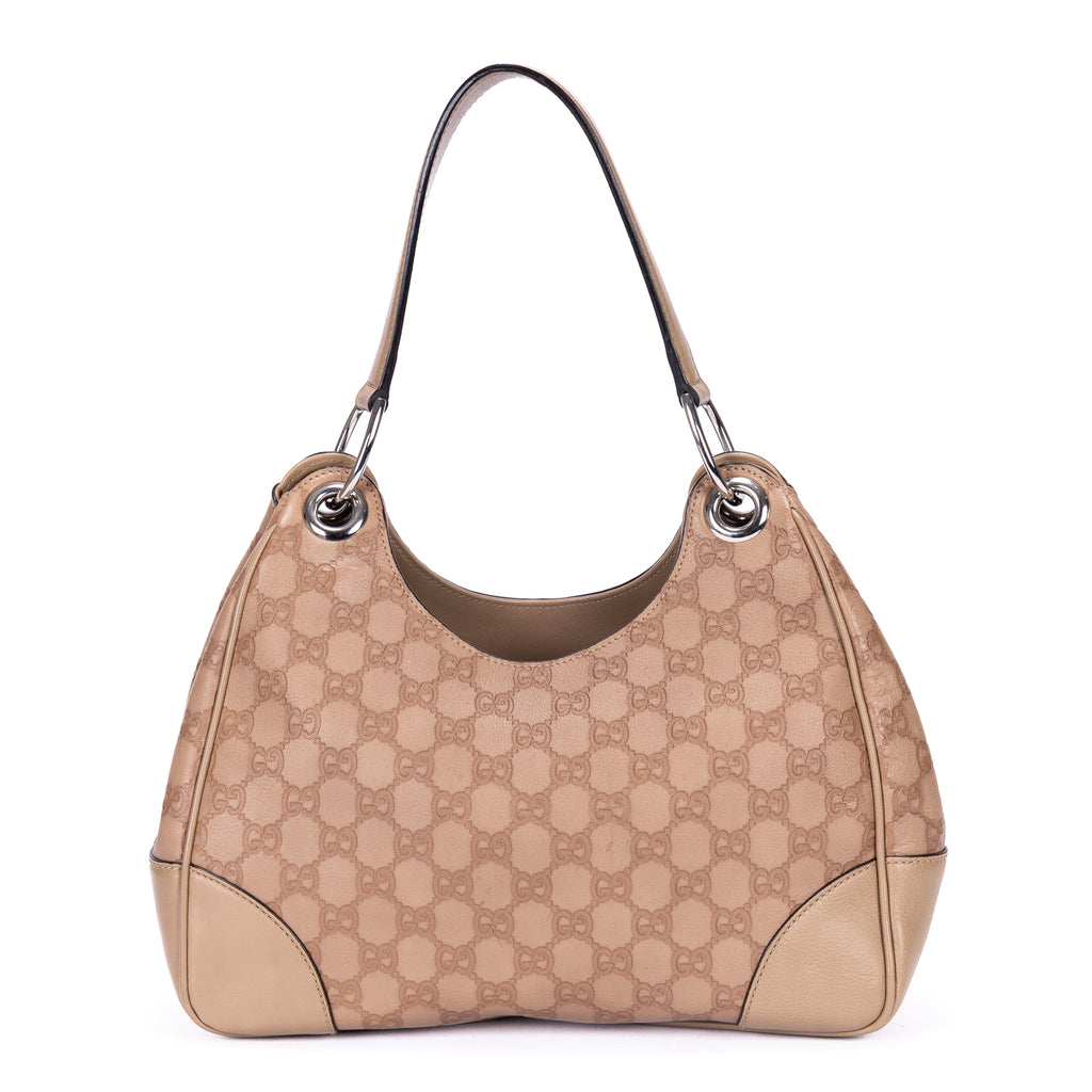 Bolso de hombro Colbert Hobo pequeño de cuero Guccissima beige