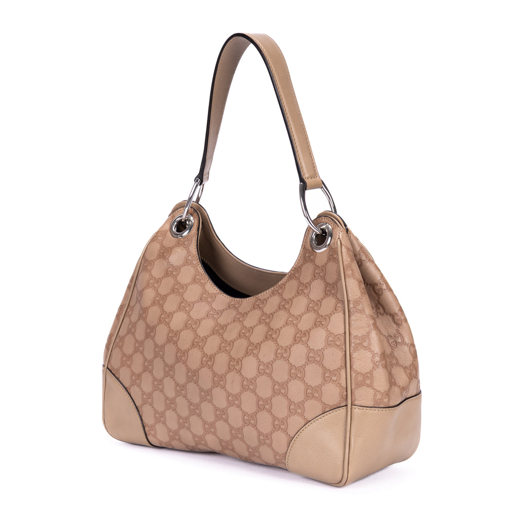 Bolso de hombro Colbert Hobo pequeño de cuero Guccissima beige