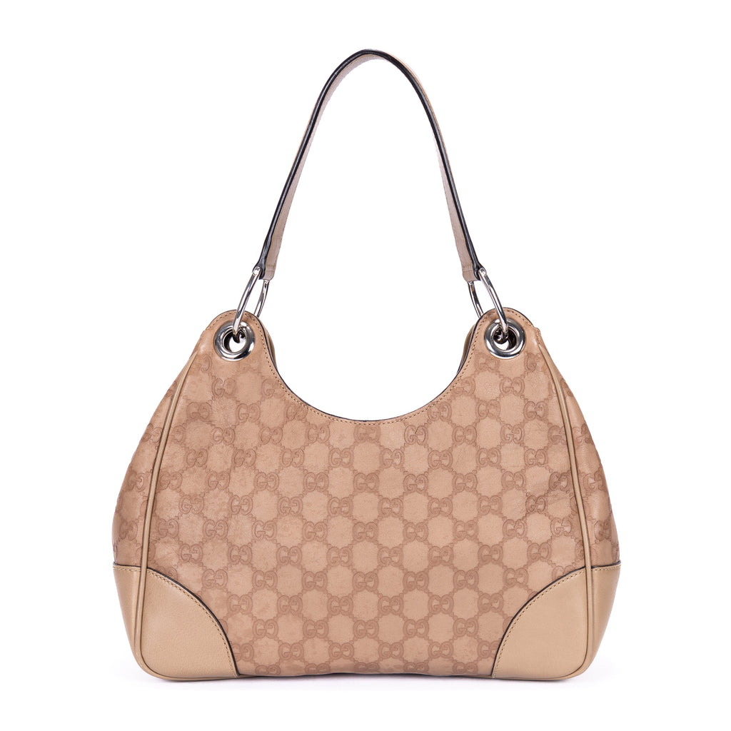 Bolso de hombro Colbert Hobo pequeño de cuero Guccissima beige