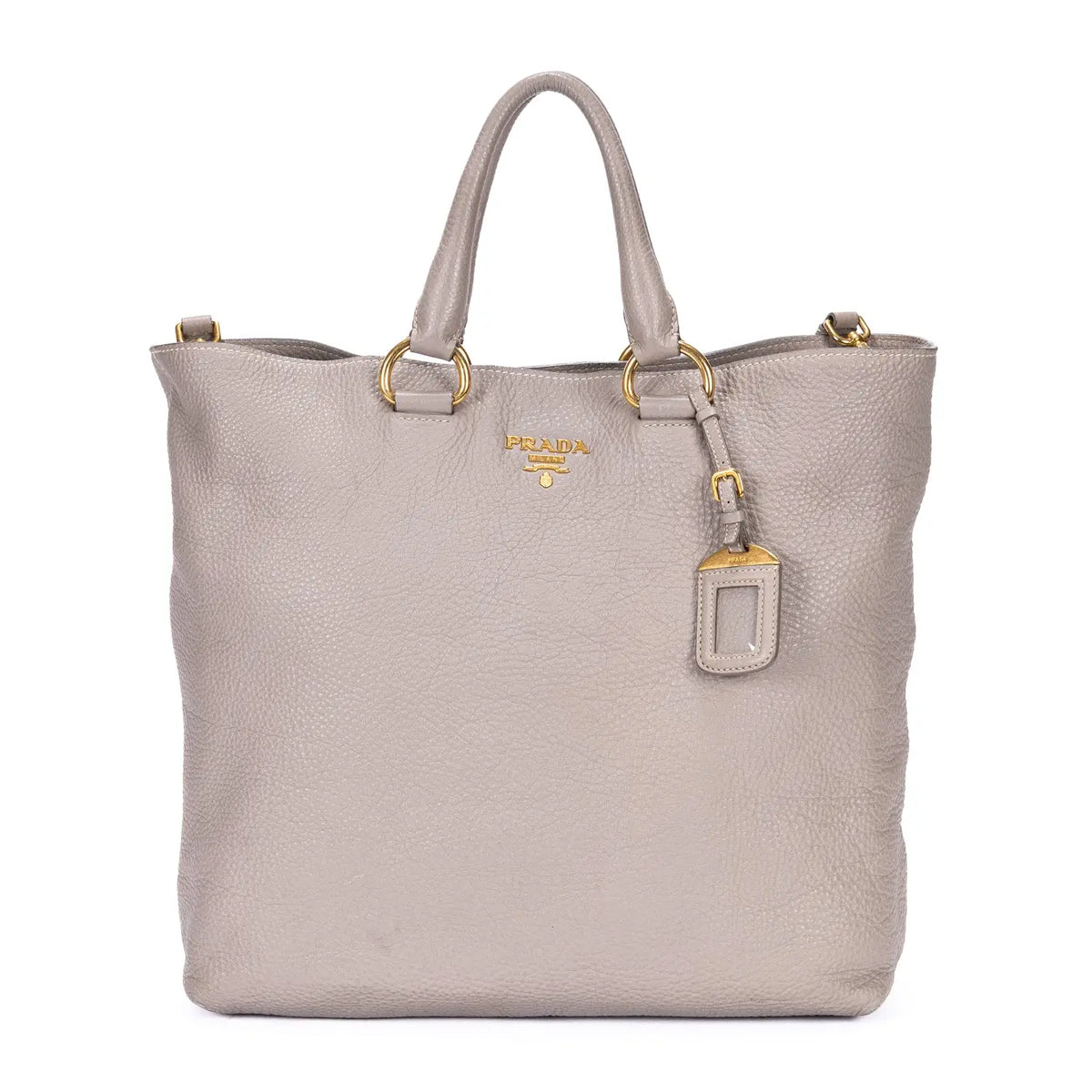 Sac bandoulière cabas en cuir Vitello Daino gris