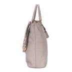 Shoulder Bag Shopping Tote Grey Vitello Daino Leather