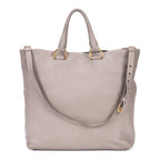 Shoulder Bag Shopping Tote Grey Vitello Daino Leather