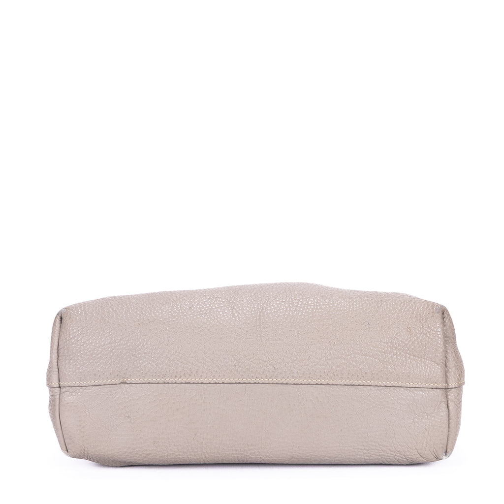 Shoulder Bag Shopping Tote Grey Vitello Daino Leather