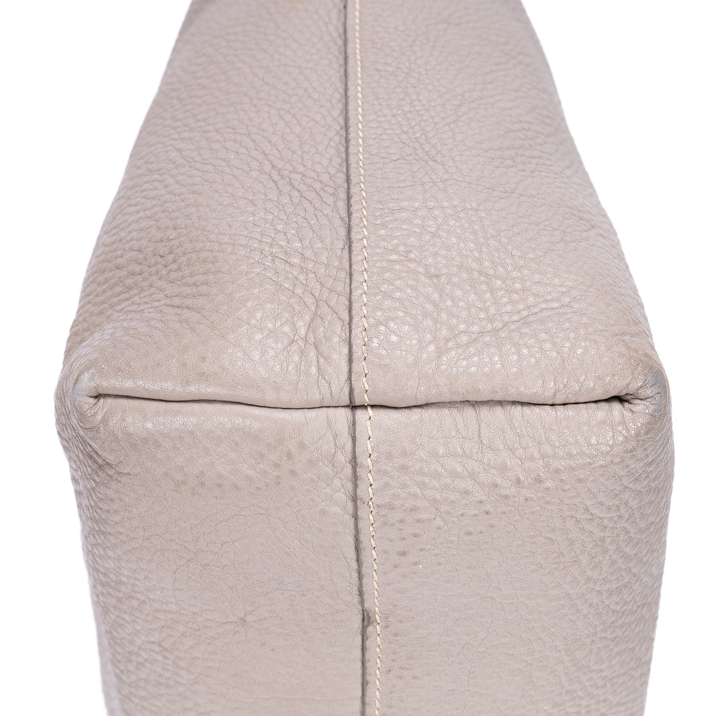 Shoulder Bag Shopping Tote Grey Vitello Daino Leather