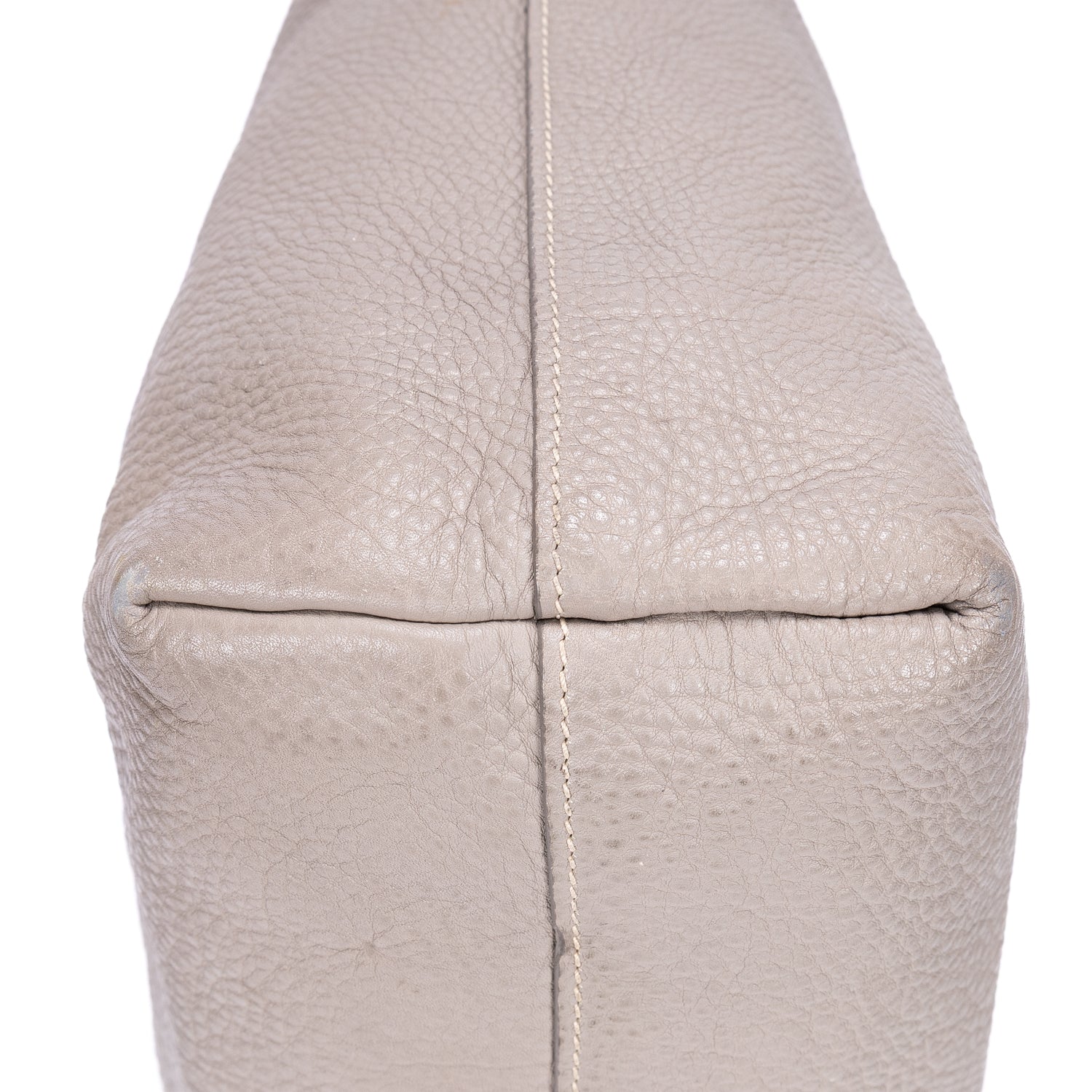 Shoulder Bag Shopping Tote Grey Vitello Daino Leather
