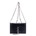 Shoulder Bag Kate Tassel Black Croc Embossed Leather