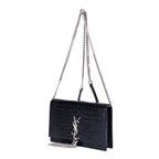 Shoulder Bag Kate Tassel Black Croc Embossed Leather
