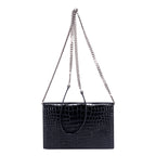 Shoulder Bag Kate Tassel Black Croc Embossed Leather