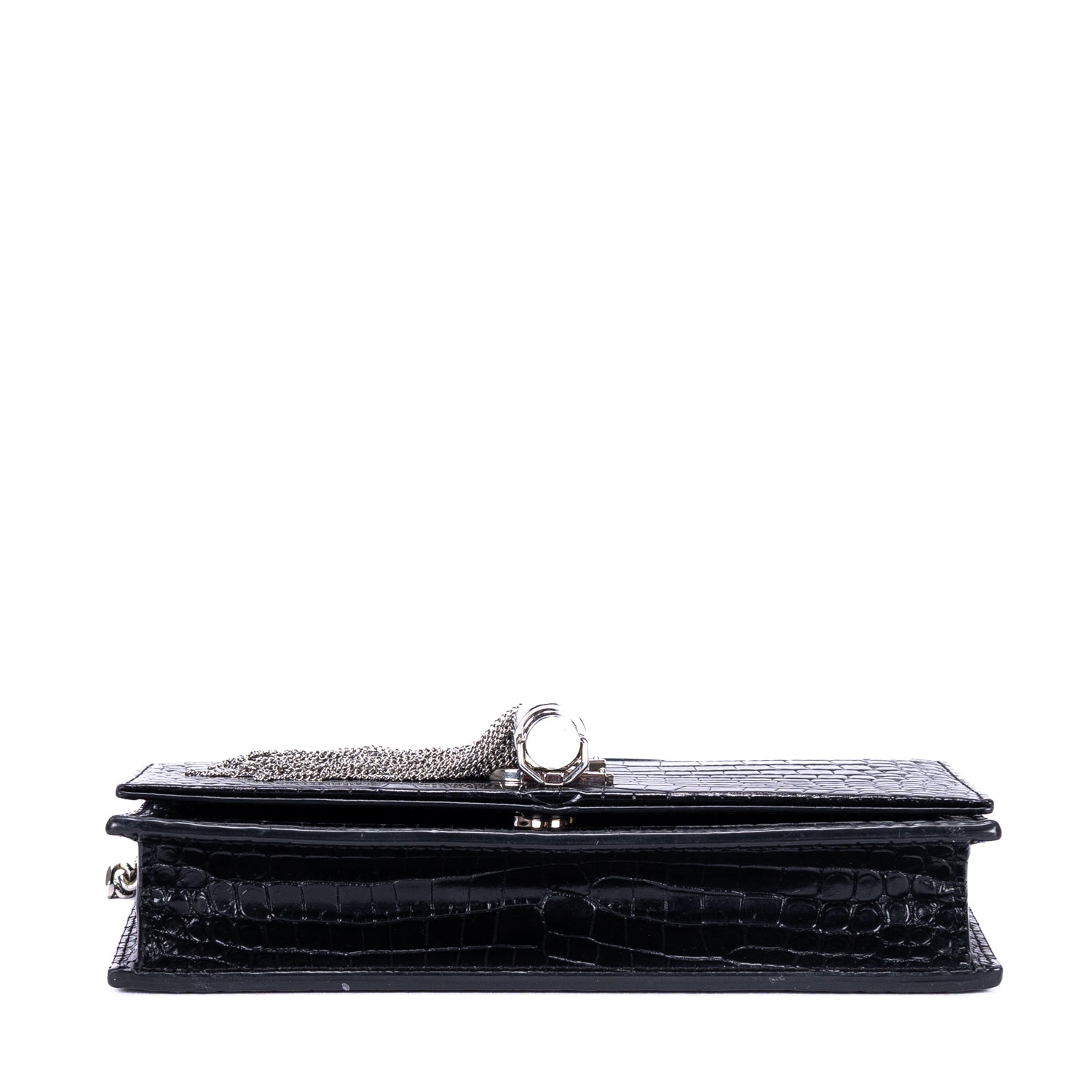 Shoulder Bag Kate Tassel Black Croc Embossed Leather