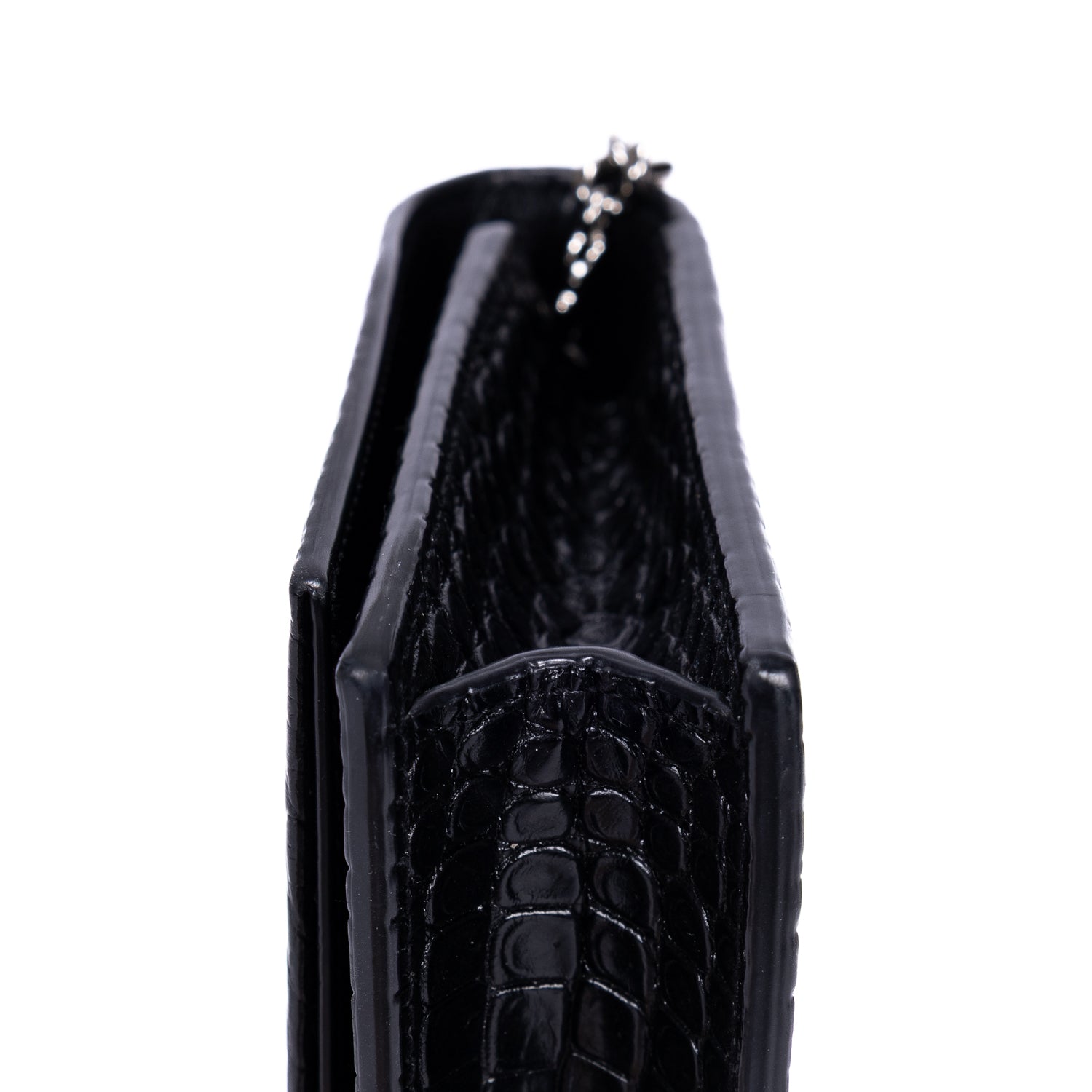 Shoulder Bag Kate Tassel Black Croc Embossed Leather
