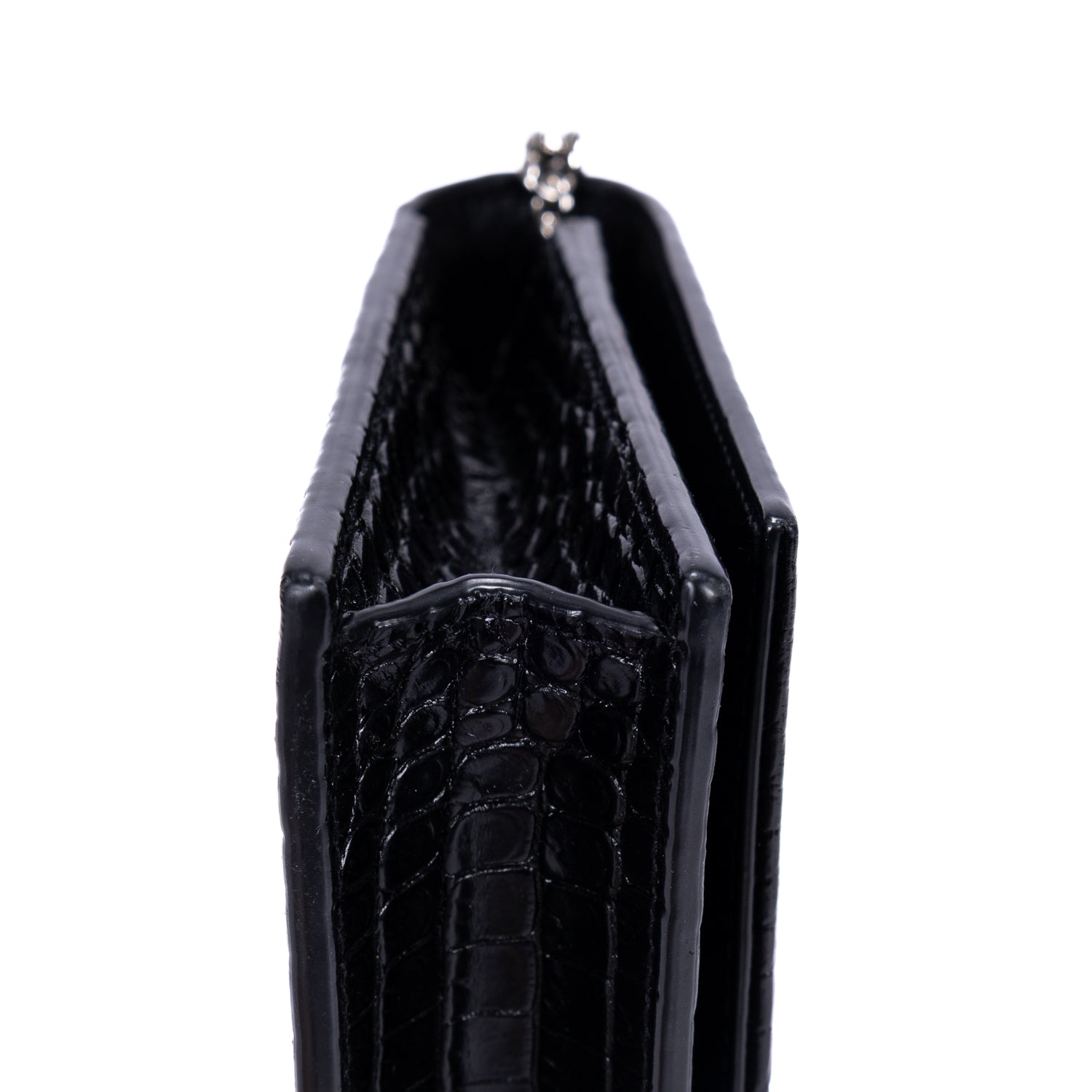 Shoulder Bag Kate Tassel Black Croc Embossed Leather