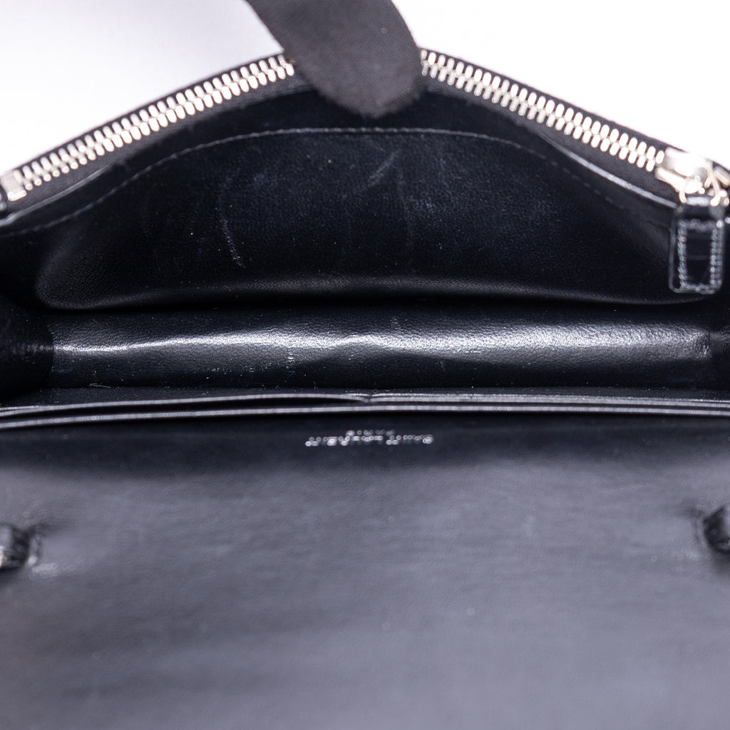 Shoulder Bag Kate Tassel Black Croc Embossed Leather