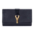 Clutch Y Ligne Clutch Piel Lisa Negra/Piel de Pitón