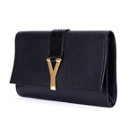 Clutch Y Ligne Clutch Piel Lisa Negra/Piel de Pitón
