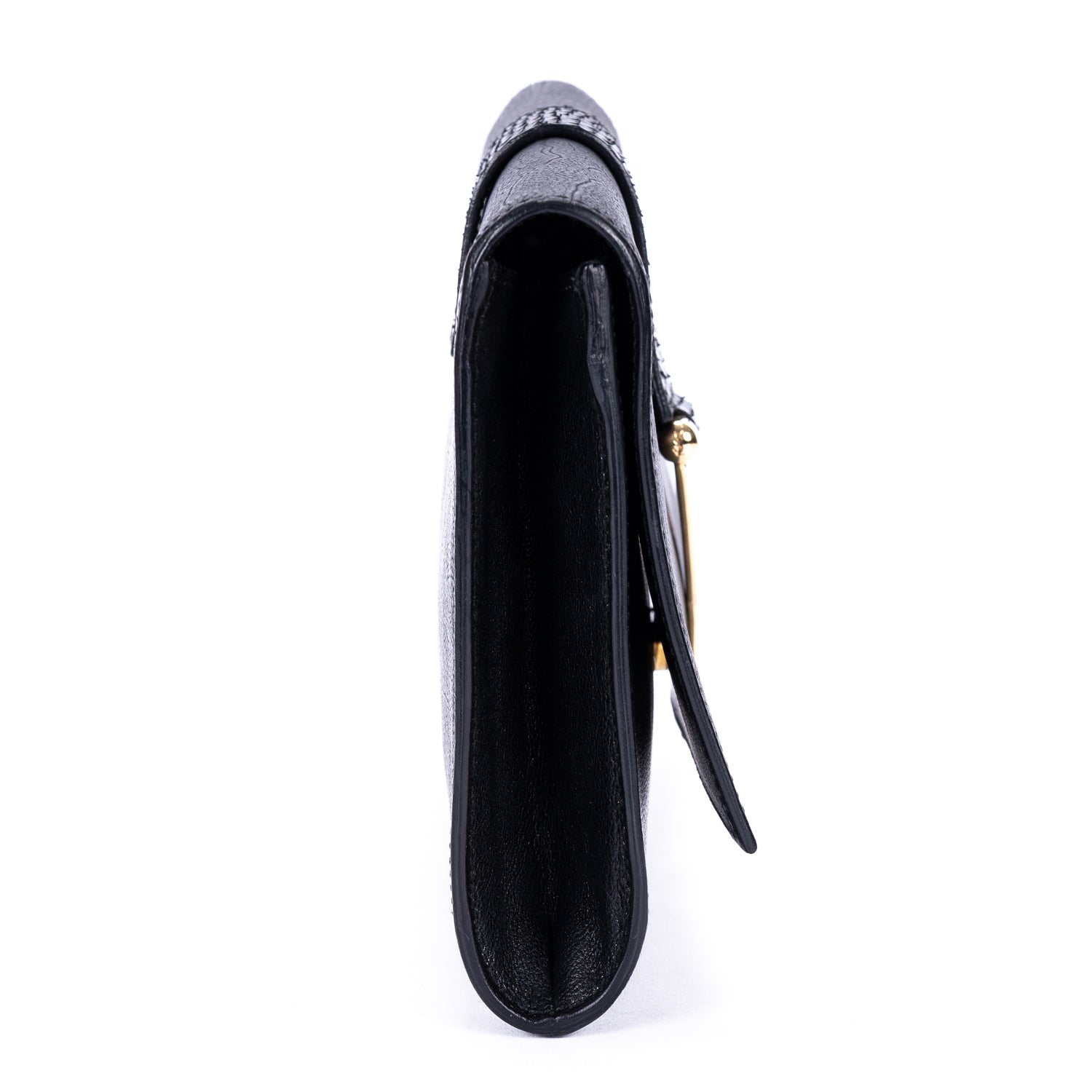 Clutch Y Ligne Clutch Black Smooth Calfskin Leather/Python Leather