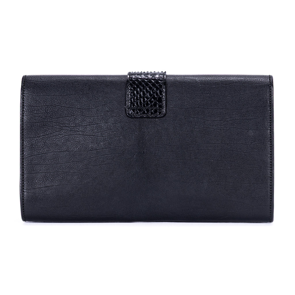 Clutch Y Ligne Clutch Piel Lisa Negra/Piel de Pitón