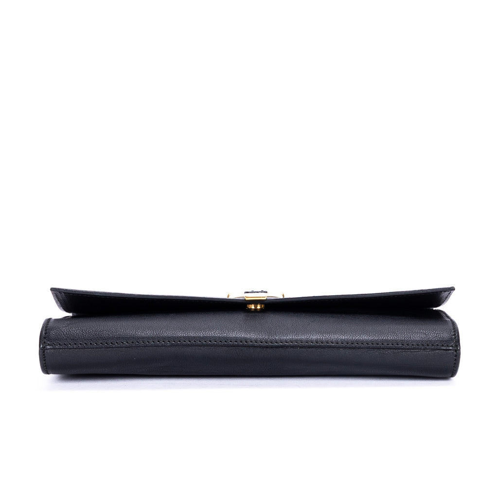 Clutch Y Ligne Clutch Piel Lisa Negra/Piel de Pitón