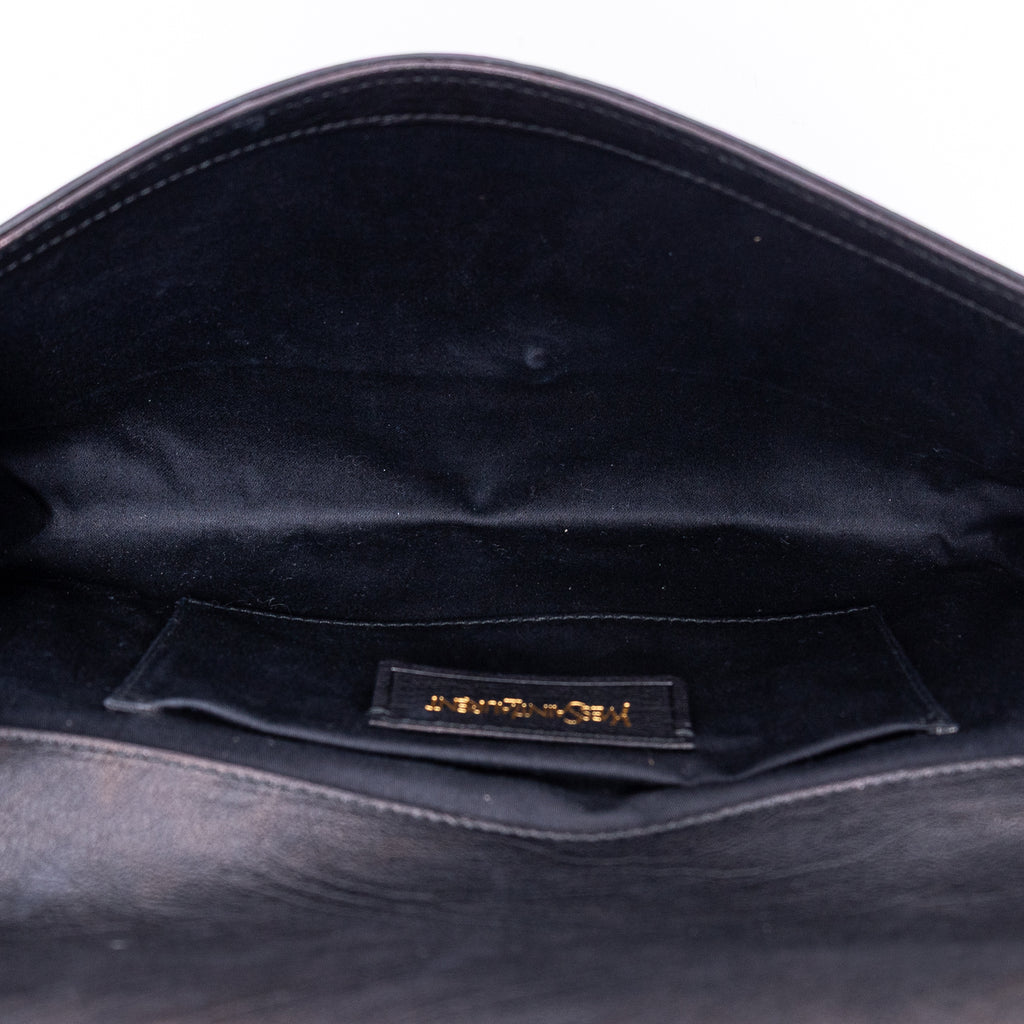 Clutch Y Ligne Clutch Piel Lisa Negra/Piel de Pitón