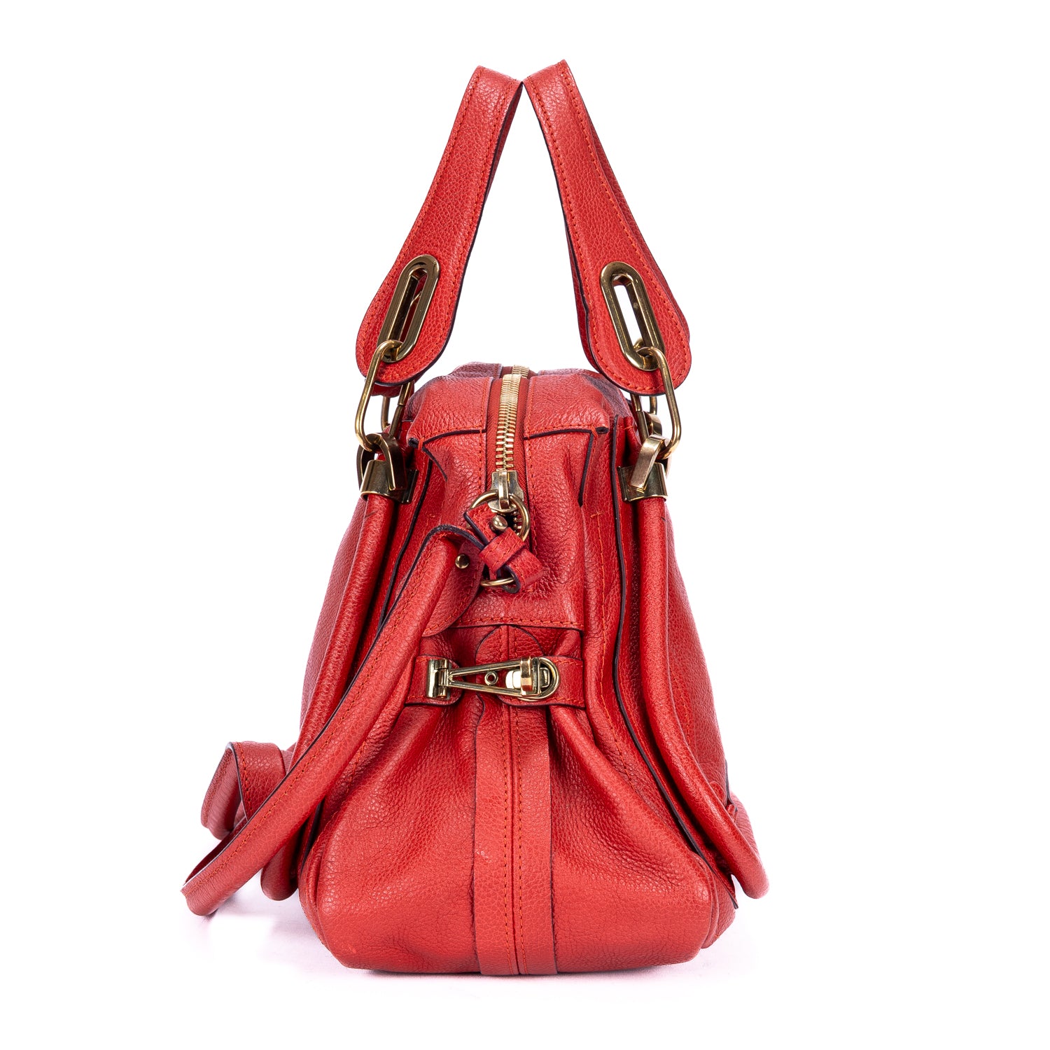 Handbag Medium Paraty Medium Red Grained Calfskin Leather