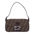 Shoulder Bag Small Fold Over Baguette Small Black Zucca Canvas