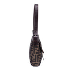 Shoulder Bag Small Fold Over Baguette Small Black Zucca Canvas