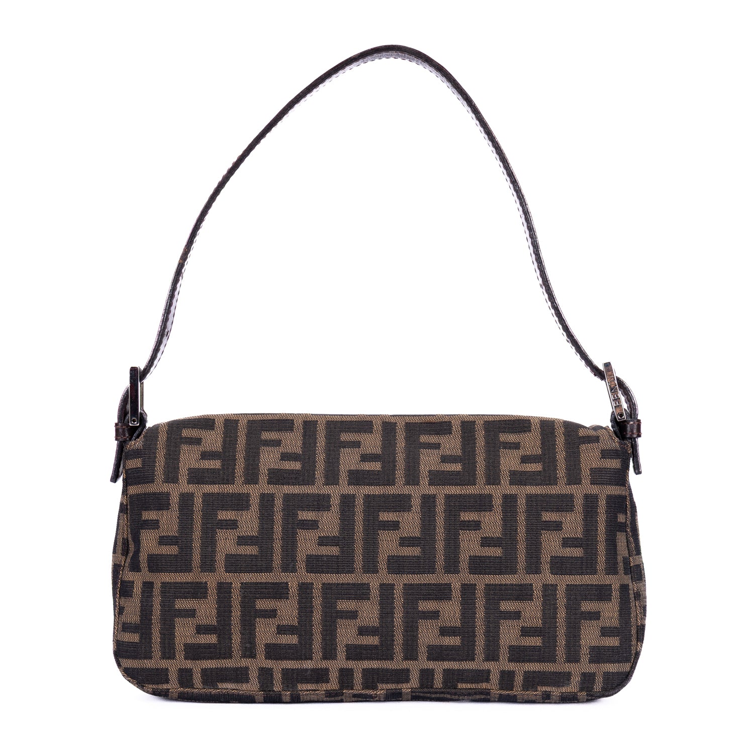 Shoulder Bag Small Fold Over Baguette Small Black Zucca Canvas
