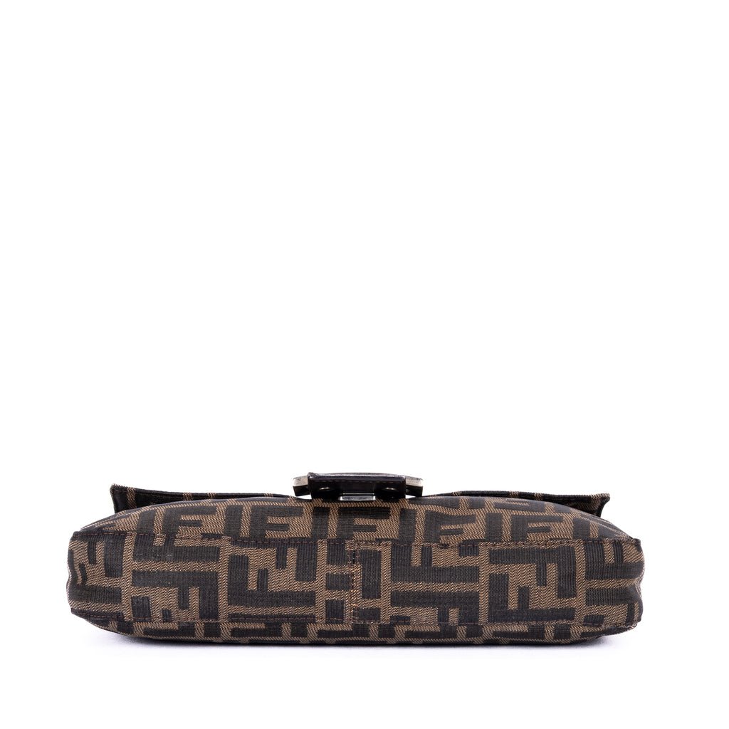 Shoulder Bag Small Fold Over Baguette Small Black Zucca Canvas