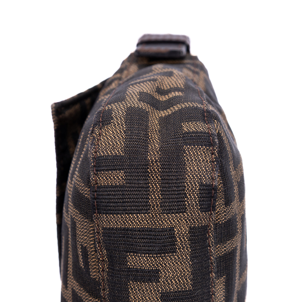 Shoulder Bag Small Fold Over Baguette Small Black Zucca Canvas