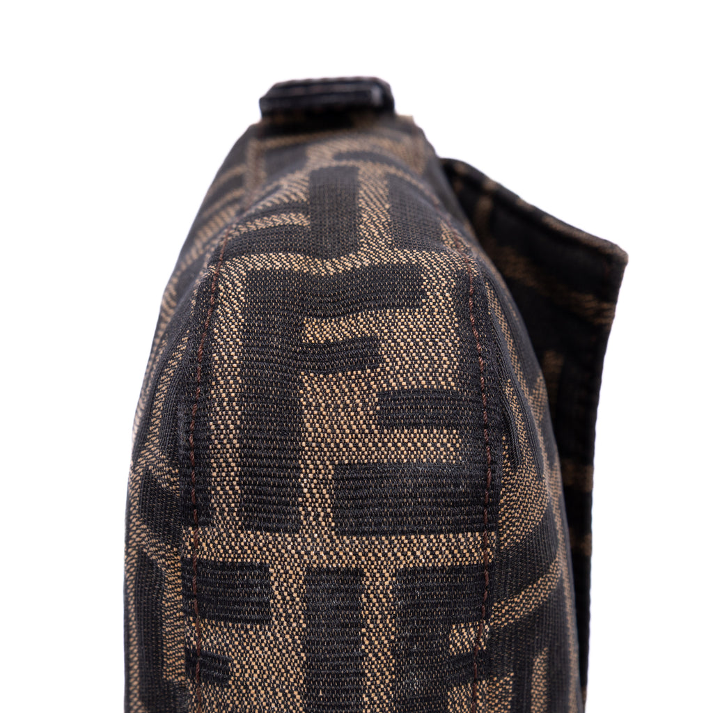 Shoulder Bag Small Fold Over Baguette Small Black Zucca Canvas