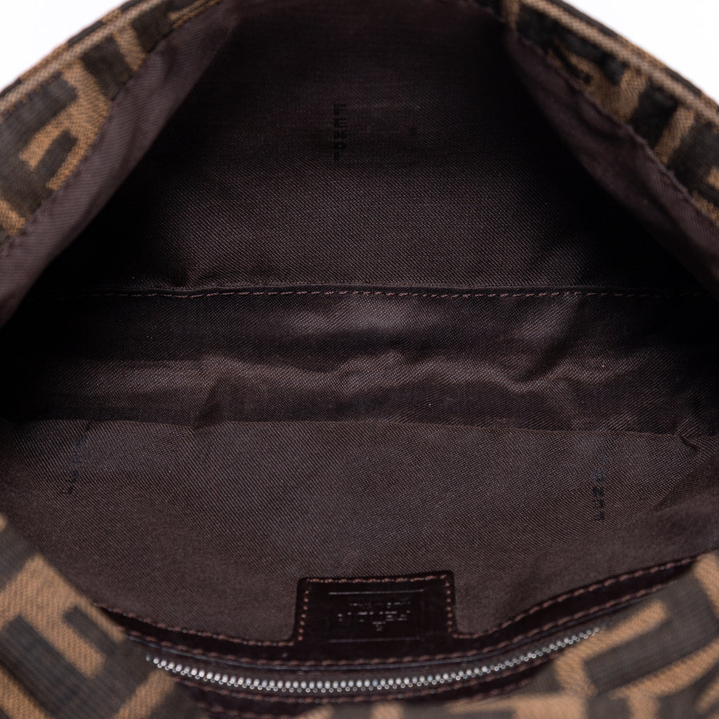 Shoulder Bag Small Fold Over Baguette Small Black Zucca Canvas
