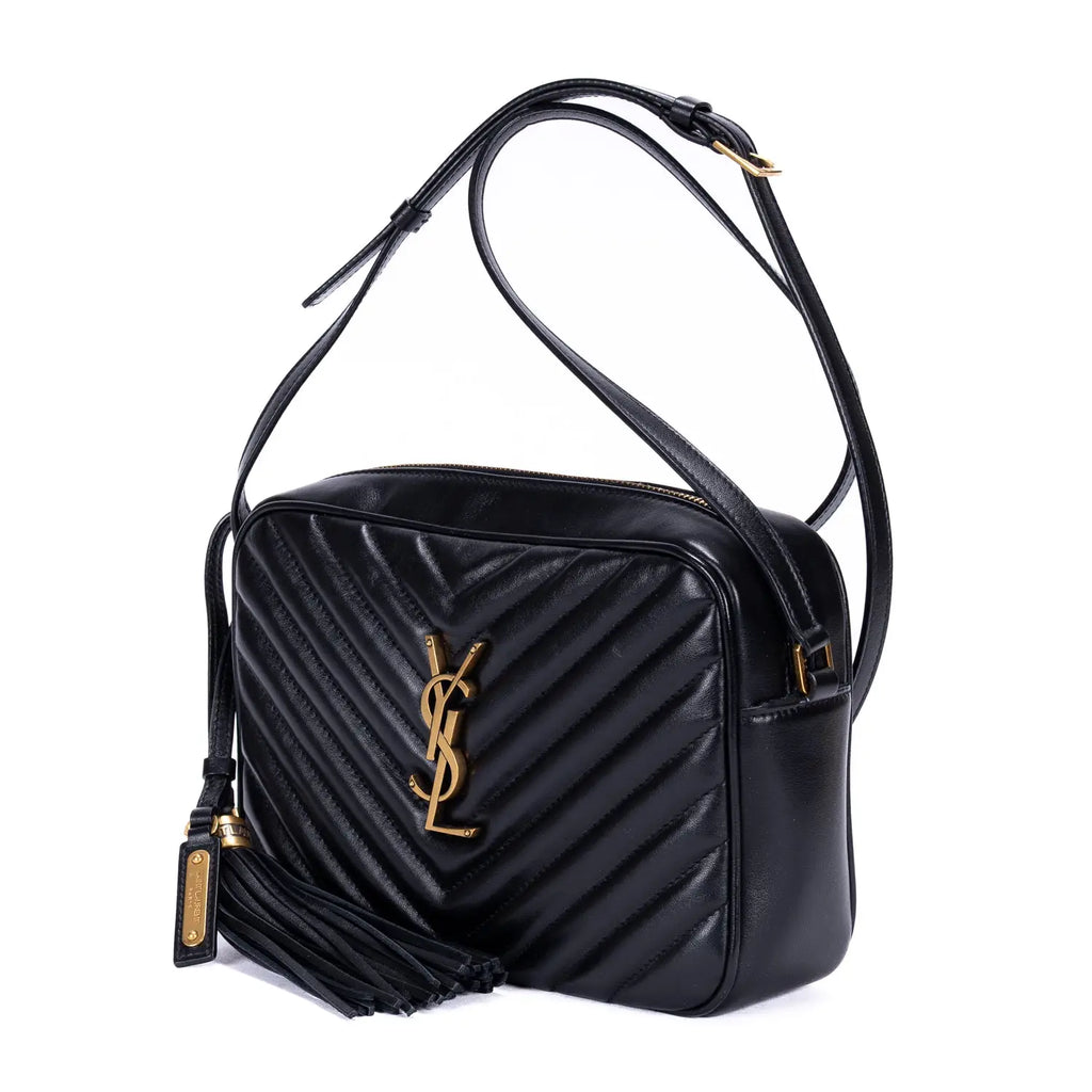 Bolso de hombro Lou Camera Bag de cuero chevron acolchado negro