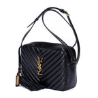 Bolso de hombro Lou Camera Bag de cuero chevron acolchado negro