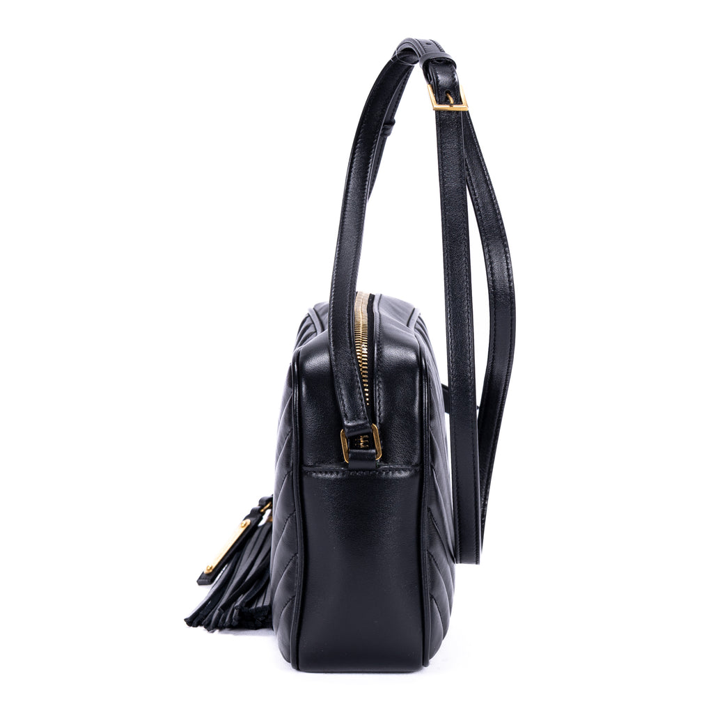 Shoulder Bag Lou Camera Bag Black Quilted Chevron Leather