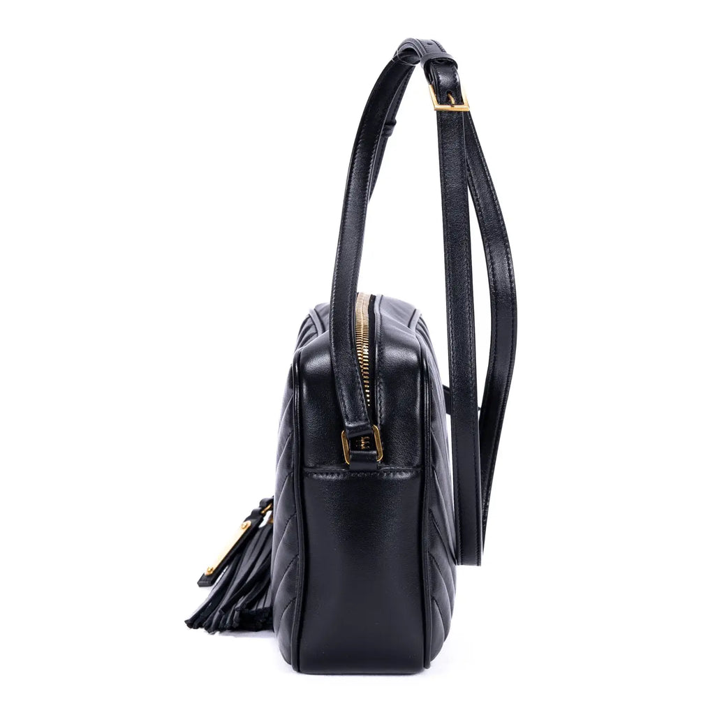 Bolso de hombro Lou Camera Bag de cuero chevron acolchado negro