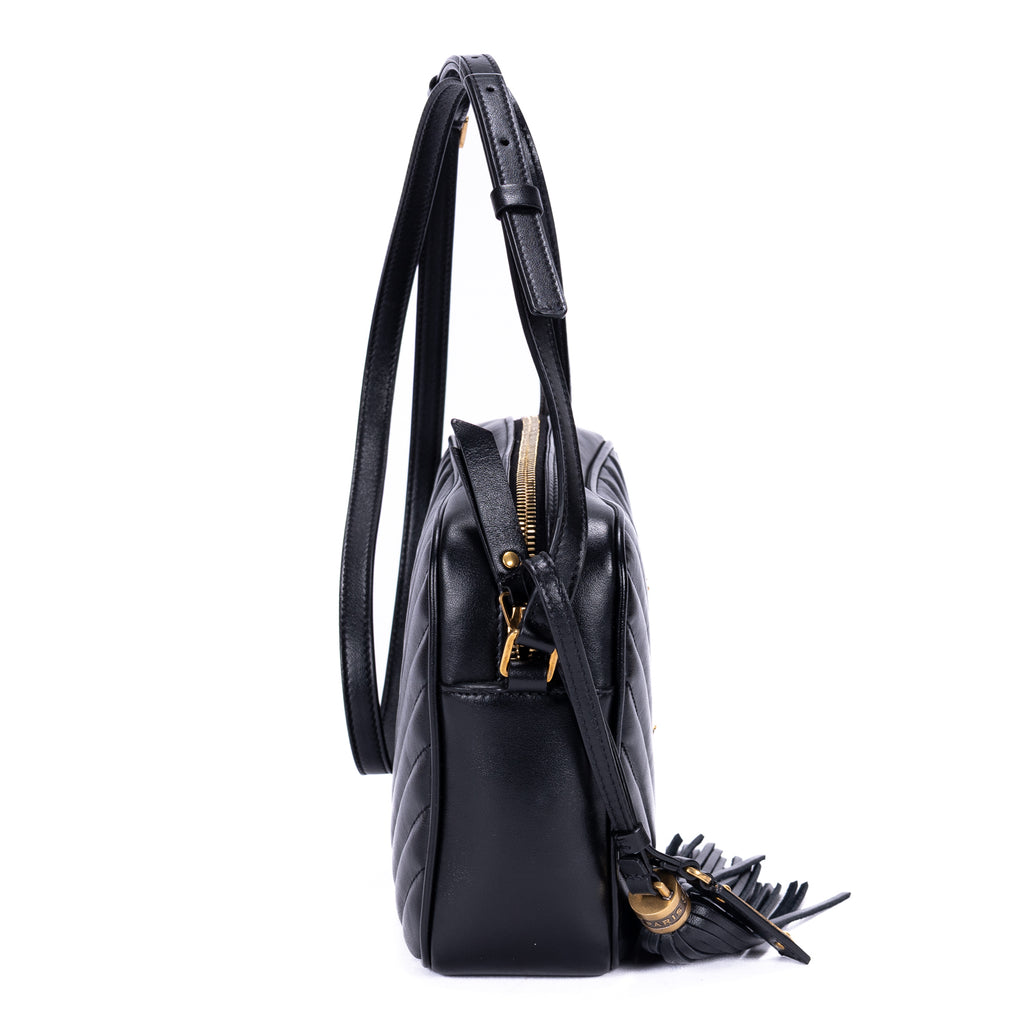 Shoulder Bag Lou Camera Bag Black Quilted Chevron Leather