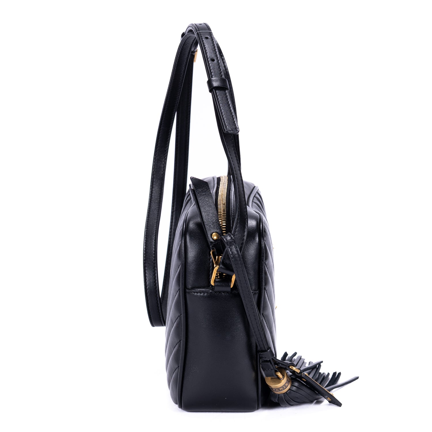 Shoulder Bag Lou Camera Bag Black Quilted Chevron Leather
